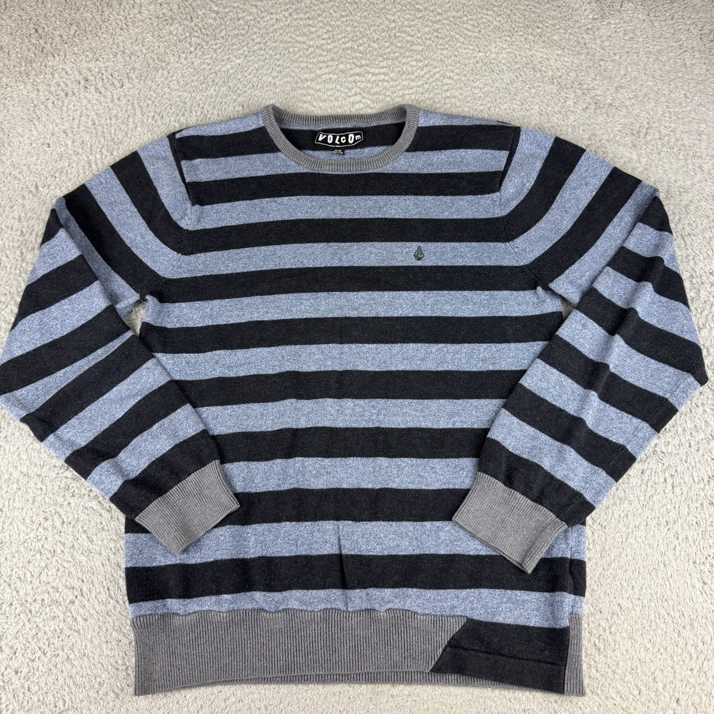 Vintage Y2K Volcom Surf Crewneck Striped Sweater Size Medium Skater